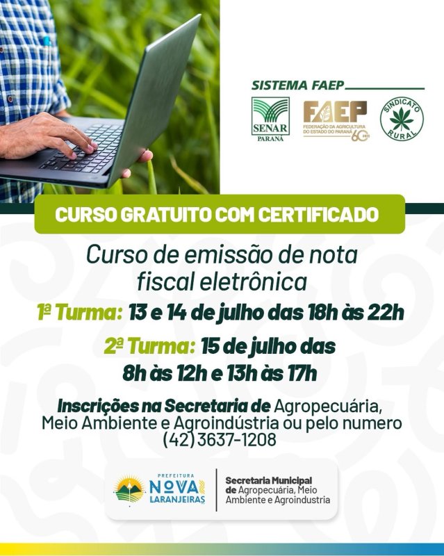 Oportunidade para produtores rurais e demais interessados
